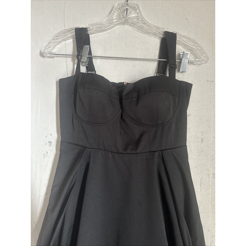 Anthropologie Mare Mare Black Corset Poplin Cotton Flounced Midi Dress | Sz: XS - Picture 4 of 12